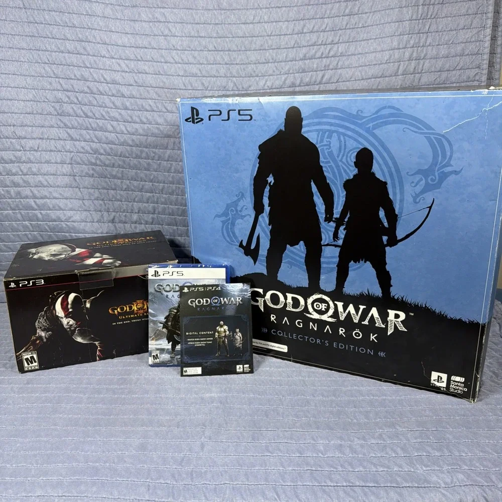 Bundle God of War Pandora's Box + Ragnarök Collector Edition Mjölnir PS3 PS5 CIB